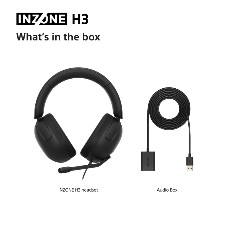 Laidinės ausinės su mikrofonu Sony INZONE H3 — juodos, modelis MDRG300B.CE7