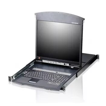 ATEN KL1508AN konsolinis KVM jungiklis su 48,3 cm (19 colių) LCD ekranu, 1U, juodas