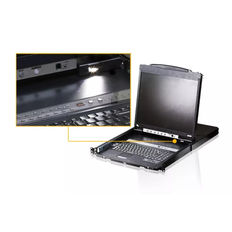 ATEN CL5808N konsolė su 48,3 cm (19 colių) LCD ekranu, juoda, 1U