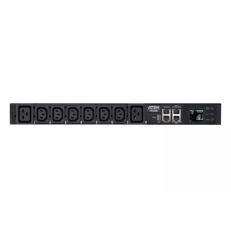 ATEN PG5308 32A 8 lizdų 1U išmanusis PDU su matuokliu, juodas