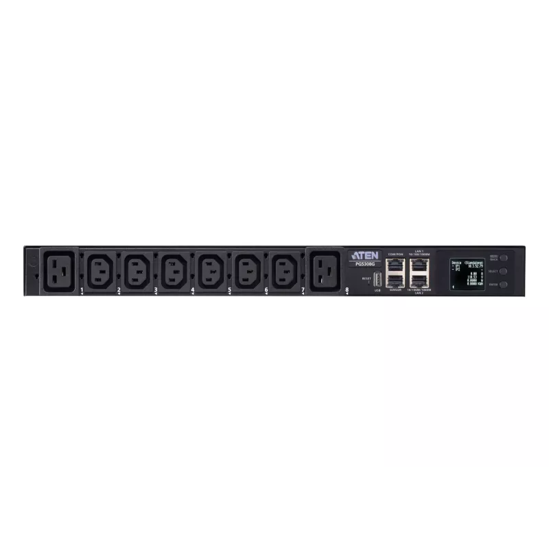 ATEN PG5308 32A 8 lizdų 1U išmanusis PDU su matuokliu, juodas