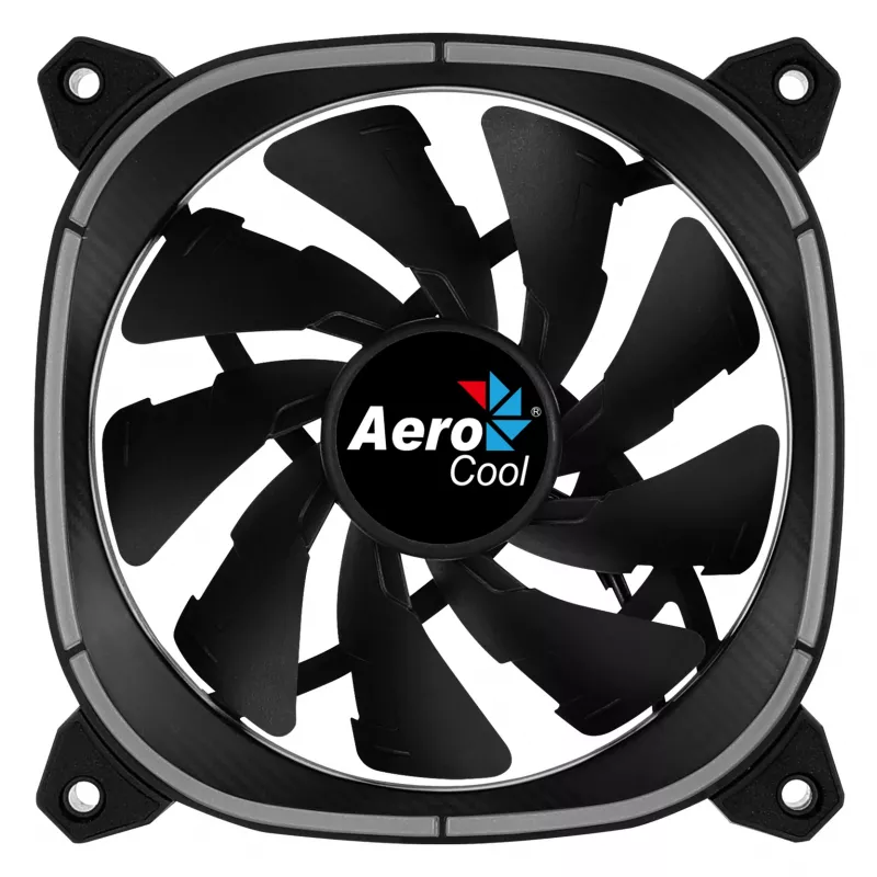 Aerocool ASTRO12 kompiuterio ventiliatorius 12cm LED RGB antivibracinis 6 kontaktų juodas