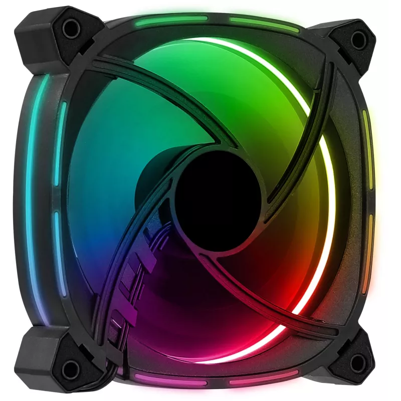 Aerocool ASTRO12 kompiuterio ventiliatorius 12cm LED RGB antivibracinis 6 kontaktų juodas