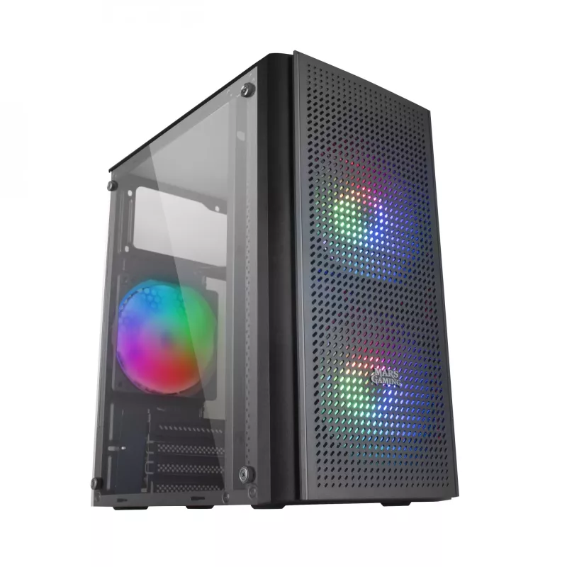 Mars Gaming MC300 korpusas Micro ATX, grūdintas stiklas, 3xFRGB ventiliatoriai, juodas