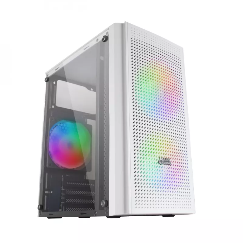Mars Gaming MC300W Micro ATX korpusas su grūdintu stiklu ir 3x FRGB ventiliatoriais balta