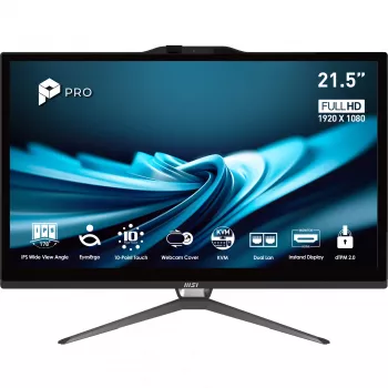 MSI Pro AP222T 14MA-613EU „Intel® Core™ i3“ 54,6 cm (21,5 colio) 1920 x 1080 pikselių liečiamas viskas viename kompiuteris 8 GB DDR4-SDRAM 512 GB SSD Windows 11 Home Wi-Fi 5 (802.11ac) juodas