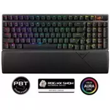 Belaidė žaidimų klaviatūra ASUS ROG Strix Scope II 96 Wireless, USB + RF belaidis + Bluetooth, QWERTY, JAV anglų, juoda