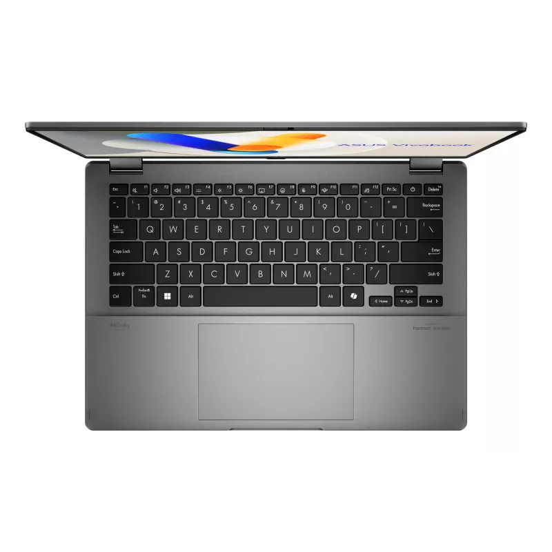 ASUS Vivobook 14 Flip TP3407SA-QL023W Copilot+ PC nešiojamas kompiuteris hibridas 14 colių jutiklinis ekranas Intel Core Ultra 7 32 GB RAM 1 TB SSD pilka