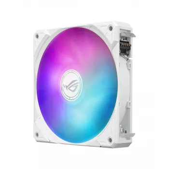 All-in-one skystas aušintuvas ASUS ROG Ryuo IV SLC 360 ARGB White Edition — 360 mm radiatorius, 3×120 mm ventiliatoriai, AMOLED ekranas, LGA 1700 palaikymas