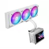 All-in-one skystas aušintuvas ASUS ROG Ryuo IV SLC 360 ARGB White Edition — 360 mm radiatorius, 3×120 mm ventiliatoriai, AMOLED ekranas, LGA 1700 palaikymas