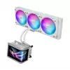 All-in-one skystas aušintuvas ASUS ROG Ryuo IV SLC 360 ARGB White Edition — 360 mm radiatorius, 3×120 mm ventiliatoriai, AMOLED ekranas, LGA 1700 palaikymas