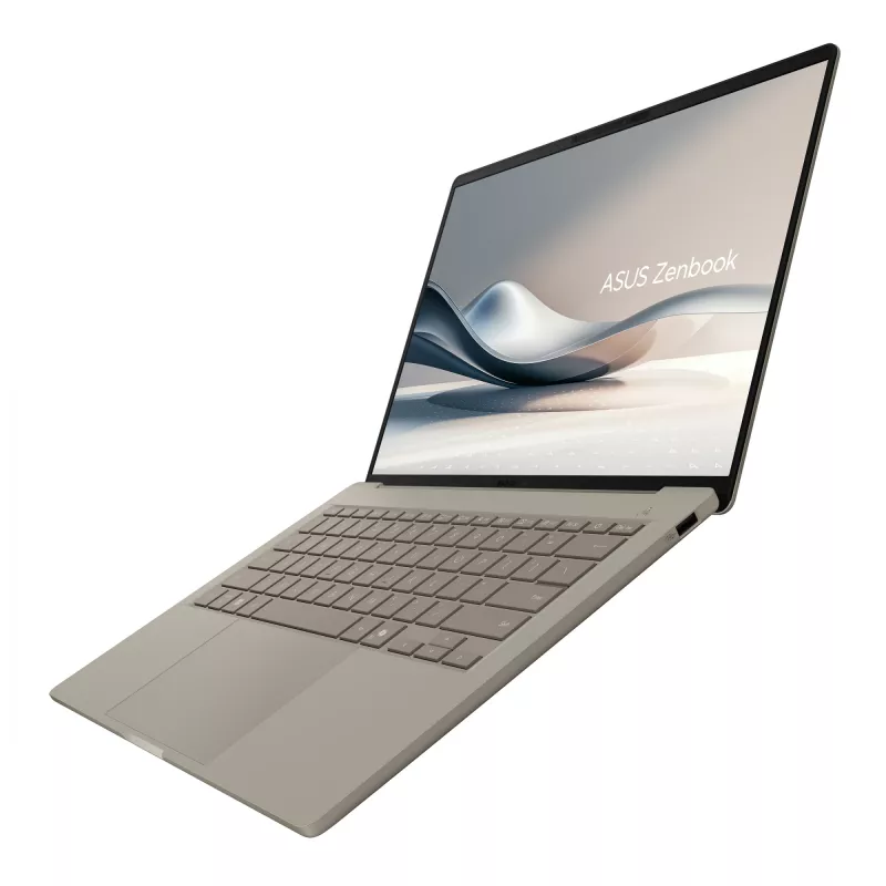 ASUS Zenbook A14 UX3407QA-QD289W Copilot+ PC nešiojamas kompiuteris Snapdragon X1-26-100 35,6 cm (14 colių) WUXGA 16 GB LPDDR5x-SDRAM 512 GB SSD Wi-Fi 6E (802.11ax) Windows 11 Home smėlio spalvos