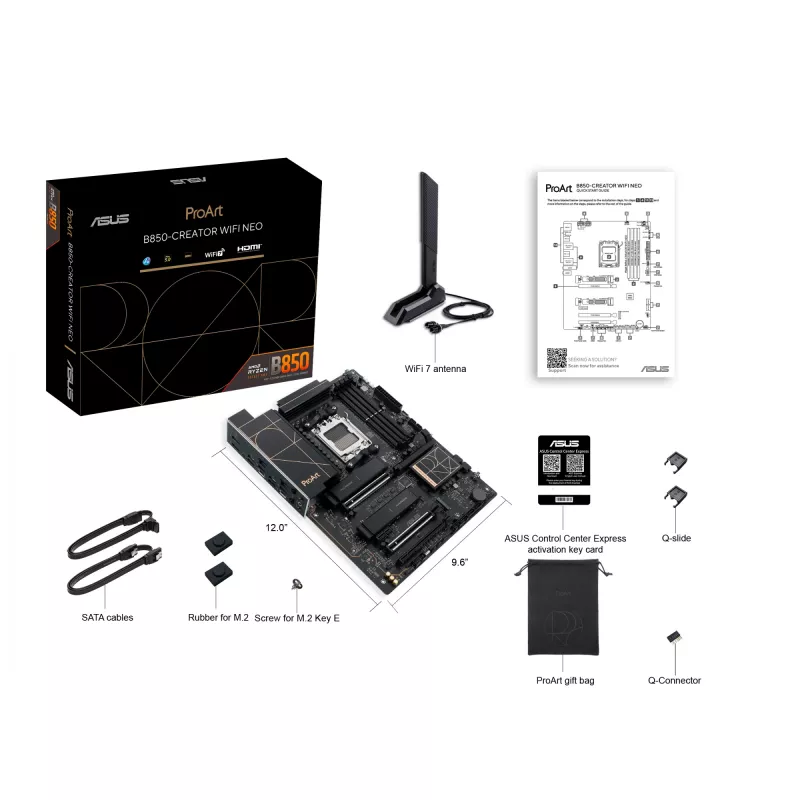Pagrindinė plokštė ASUS PROART B850-CREATOR WiFi NEO — AMD B850, lizdas AM5, ATX, DDR5, 4 DIMM, 256 GB, Wi‑Fi 7, 5Gb Ethernet
