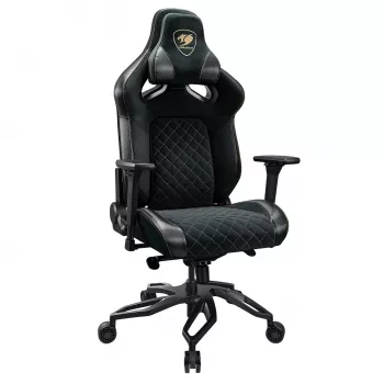 Žaidimų kėdė Cougar Titan Pro V2 Gold F – universali žaidimų kėdė, aksominė sėdynė, 780 mm plotis, 136–144 cm aukštis, max apkrova 160 kg, juoda