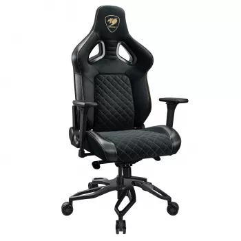 Žaidimų kėdė Cougar Titan Pro V2 Gold F – universali žaidimų kėdė, aksominė sėdynė, 780 mm plotis, 136–144 cm aukštis, max apkrova 160 kg, juoda