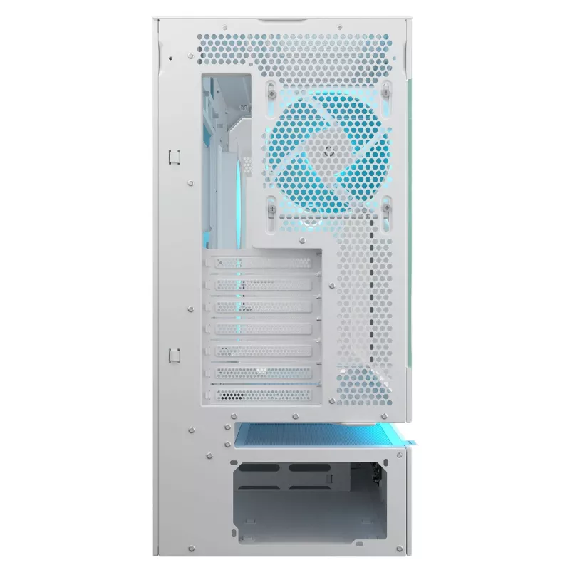COUGAR CFV235 Vision midi bokštas ARGB, 9.16 colio LCD, grūdintas stiklas, baltas, ATX/Micro-ITX, 2x3.5 colio + 2x2.5 colio