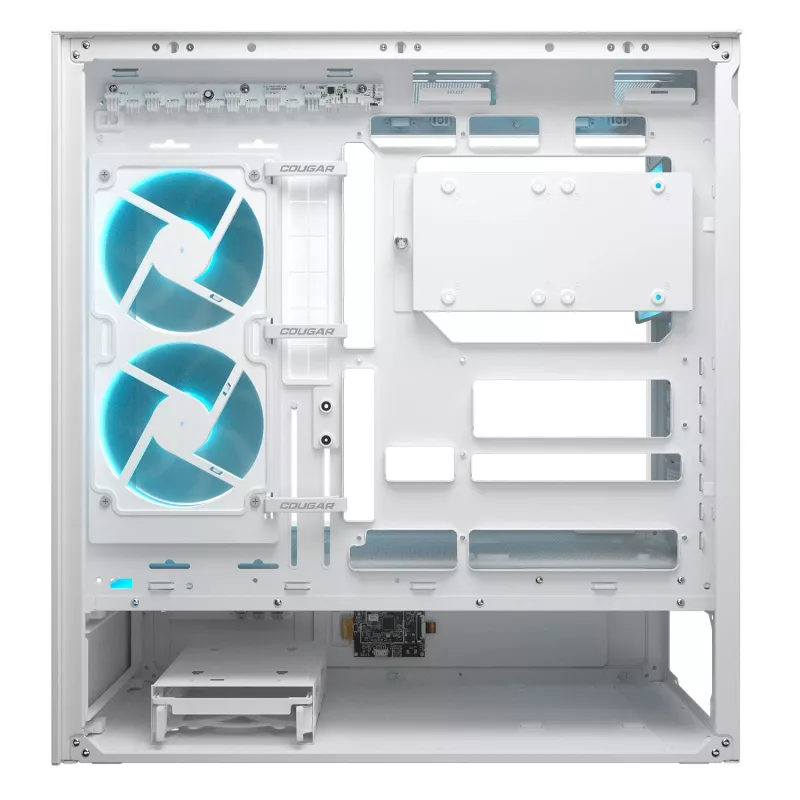 COUGAR CFV235 Vision midi bokštas ARGB, 9.16 colio LCD, grūdintas stiklas, baltas, ATX/Micro-ITX, 2x3.5 colio + 2x2.5 colio