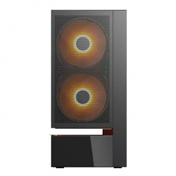 COUGAR CFV235 Vision Midi Tower korpusas — ARGB, 9.16 colio LCD 1920×462, tinklelis, priekyje 2×160 mm, gale 1×120 mm, juodas