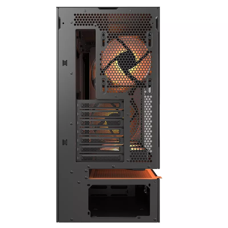 COUGAR CFV235 Vision Midi Tower korpusas — ARGB, 9.16 colio LCD 1920×462, tinklelis, priekyje 2×160 mm, gale 1×120 mm, juodas