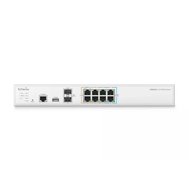 EnGenius Cloud Managed Security Gateway 2 x 2,5 GbE LAN ir 6 x 2,5 GbE WAN bei 2 SFP+ prievadai
