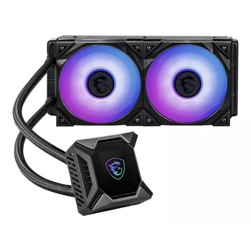 MSI MPG CORELIQUID K240 skystas CPU aušintuvas su 240 mm radiatoriumi, 2,4 colių LCD ekranu ir 3x 120 mm ARGB PWM ventiliatoriais