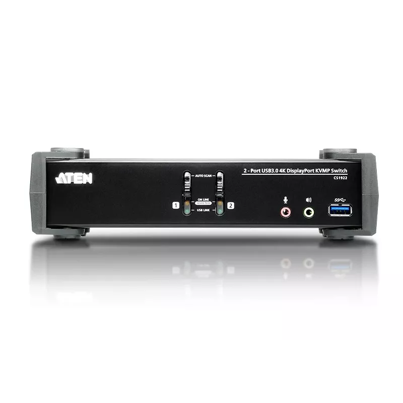 ATEN CS1922 2 prievadų USB 3.1 Gen 1 4K DisplayPort 1.2 KVMP jungiklis su garsu (KVM kabeliai pridėti)