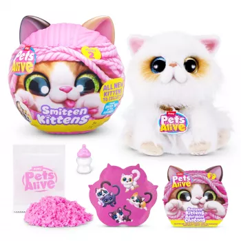 Žaislinė katė Zuru Pets Alive Smitten Kittens Series 2 – interaktyvi garsinė katytė, nuo 3 metų, AAA baterijos