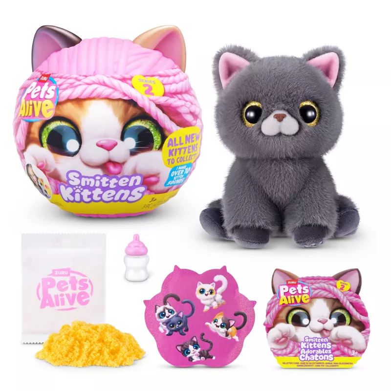 Žaislinė katė Zuru Pets Alive Smitten Kittens Series 2 – interaktyvi garsinė katytė, nuo 3 metų, AAA baterijos
