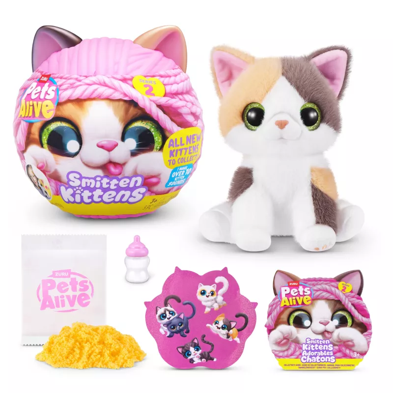 Žaislinė katė Zuru Pets Alive Smitten Kittens Series 2 – interaktyvi garsinė katytė, nuo 3 metų, AAA baterijos