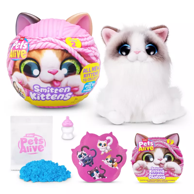 Žaislinė katė Zuru Pets Alive Smitten Kittens Series 2 – interaktyvi garsinė katytė, nuo 3 metų, AAA baterijos