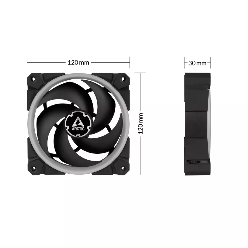 ARCTIC BioniX P120 A-RGB 120 mm korpuso ventiliatorius, 3 vnt., juodas