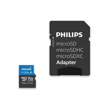 Philips FM51MP65B/00 microSDXC kortelė, 512 GB, Class 10, UHS-I U3, su adapteriu