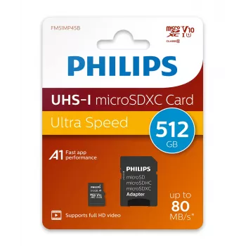 Philips FM51MP45B/00 atminties kortelė 512 GB MicroSDHC UHS-I Class 10