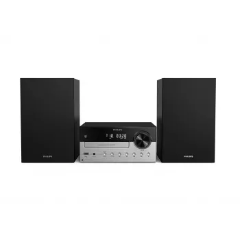 Philips TAM4205M2/12 namų garso mikro sistema – 80 W RMS, 2 krypčių garsiakalbiai, Bluetooth, FM, LED ekranas, diskų dėklas (Juoda/Sidabrinė)