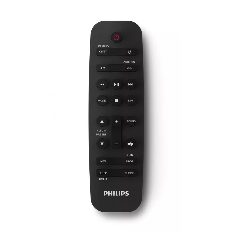 Philips TAM4205M2/12 namų garso mikro sistema – 80 W RMS, 2 krypčių garsiakalbiai, Bluetooth, FM, LED ekranas, diskų dėklas (Juoda/Sidabrinė)