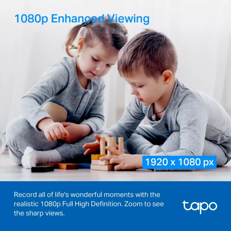 TP-Link Tapo Pan/Tilt belaidė namų apsaugos IP kamera, patalpų, 2400 MHz, stalas, juoda/balta