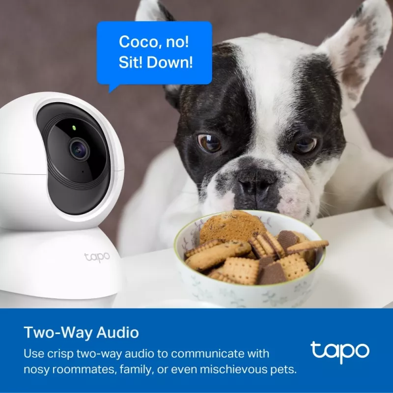TP-Link Tapo Pan/Tilt belaidė namų apsaugos IP kamera, patalpų, 2400 MHz, stalas, juoda/balta