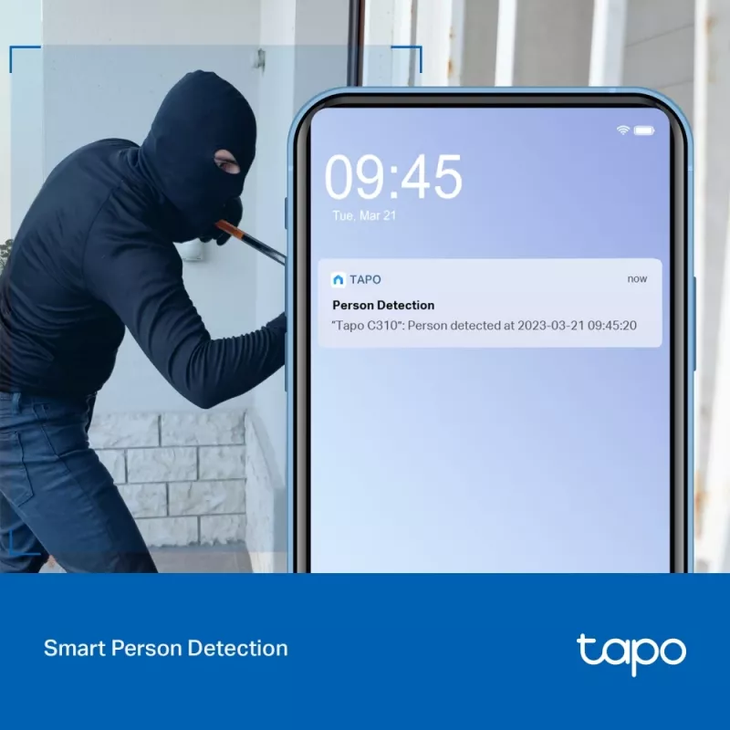 TP-Link Tapo C310 lauko stebėjimo IP kamera, belaidė, 2K, naktinis matymas 30 m, balta