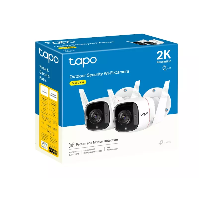 TP-Link Tapo C310 lauko stebėjimo IP kamera, belaidė, 2K, naktinis matymas 30 m, balta