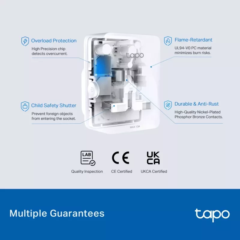 Išmanusis kištukas TP-Link Tapo Mini P110M – Wi-Fi/Bluetooth vidinis kištukas, 16 A, 100–240 V, 3680 W, baltas