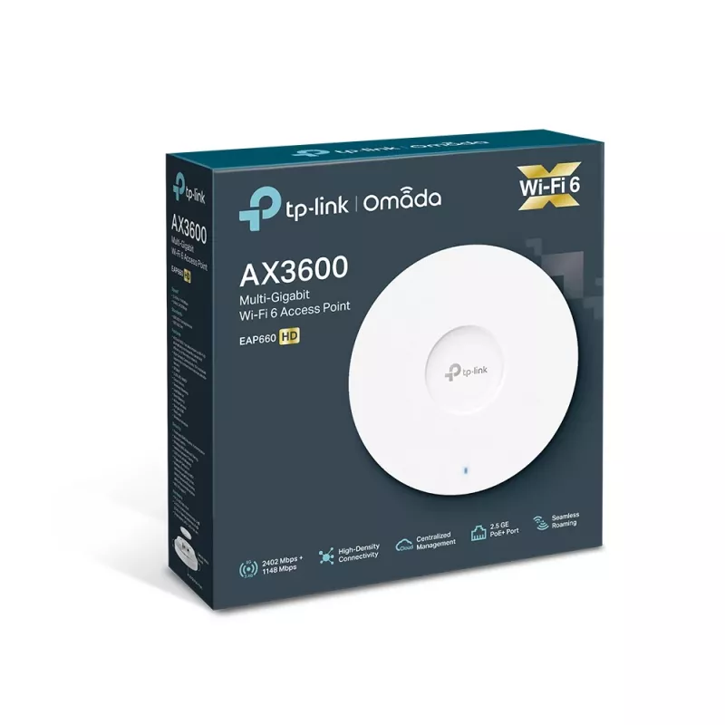 TP-Link Omada AX3600 belaidis dviejų juostų kelių gigabitų lubinis prieigos taškas