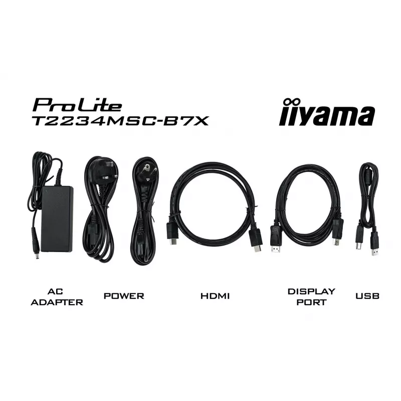 Monitorius iiyama ProLite T2234MSC-B7X 54,6 cm (21,5 colio) 1920 x 1080 pikselių Full HD liečiamas ekranas juodas