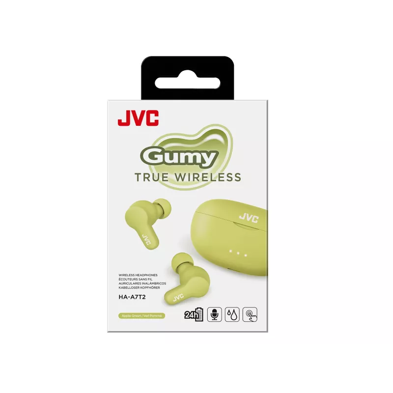 Belaidės ausinės JVC Gumy TWS Stix Green – tikros belaidės stereo Bluetooth, 20–20000 Hz, 10 m diapazonas