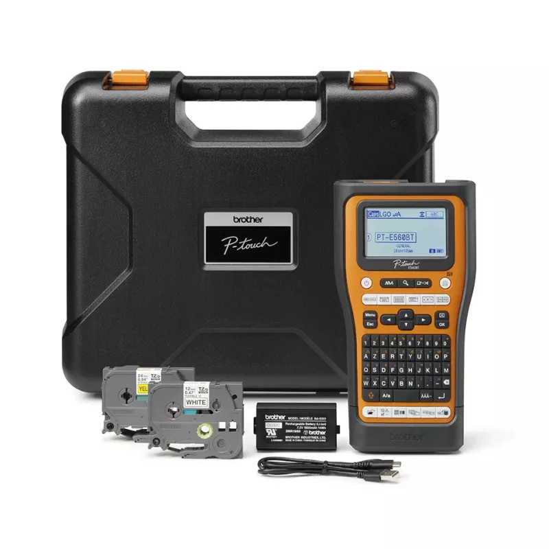 Brother PT-E560BTVP etikečių spausdintuvas – terminis pernešimas, 180x180 DPI, 20 mm/s, laidinis ir belaidis, Bluetooth, HSE/TZe, QWERTY