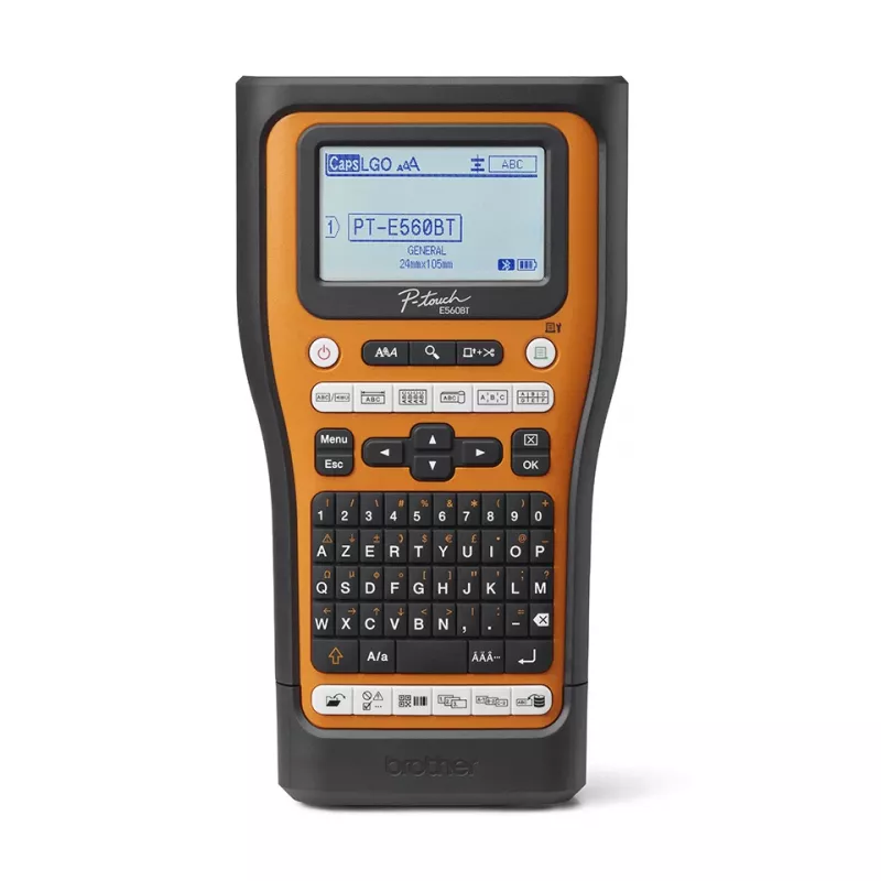 Brother PT-E560BTVP etikečių spausdintuvas – terminis pernešimas, 180x180 DPI, 20 mm/s, laidinis ir belaidis, Bluetooth, HSE/TZe, QWERTY