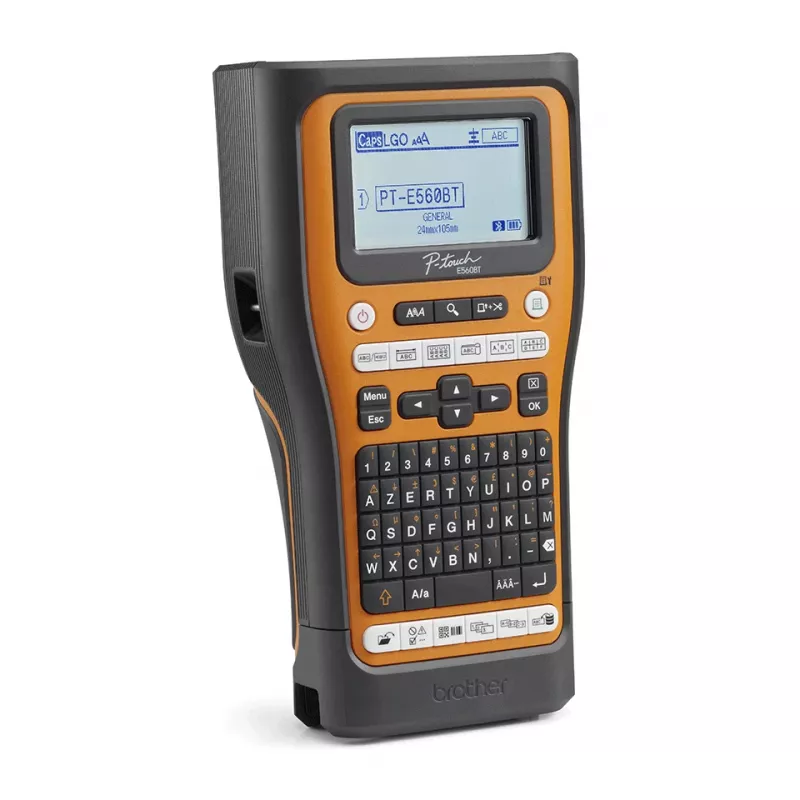Brother PT-E560BTVP etikečių spausdintuvas – terminis pernešimas, 180x180 DPI, 20 mm/s, laidinis ir belaidis, Bluetooth, HSE/TZe, QWERTY
