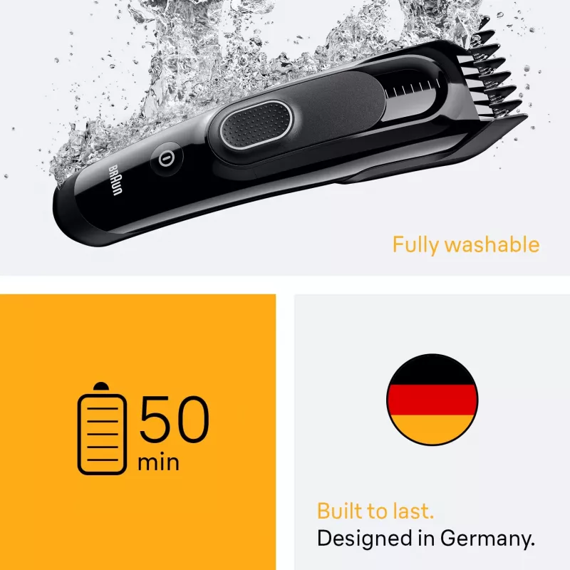 Braun HC5510 plaukų kirpimo mašinėlė, juoda, 9 nustatymai, NiMH