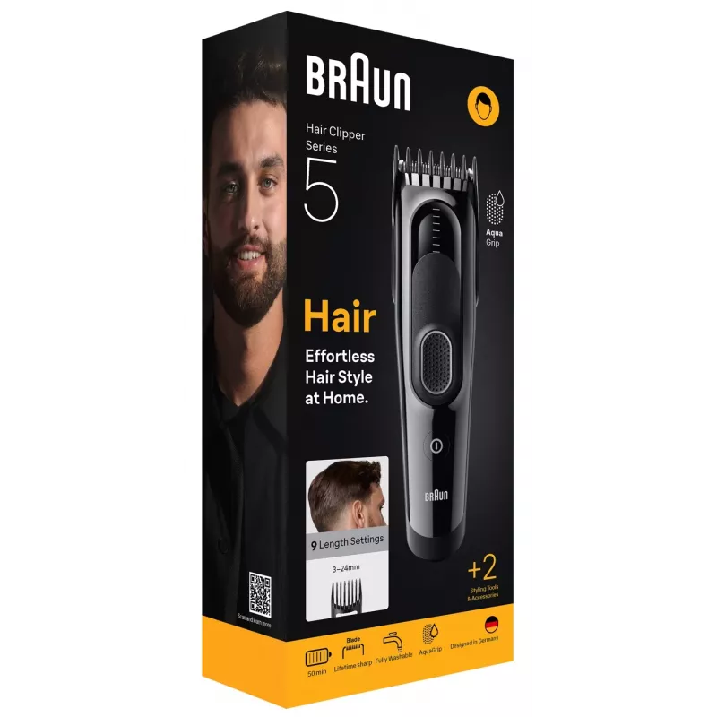 Braun HC5510 plaukų kirpimo mašinėlė, juoda, 9 nustatymai, NiMH