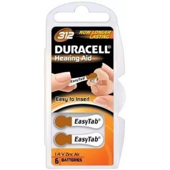 Duracell DA312 baterija klausos aparatams, vienkartinė, cinko-oro, 1,4 V