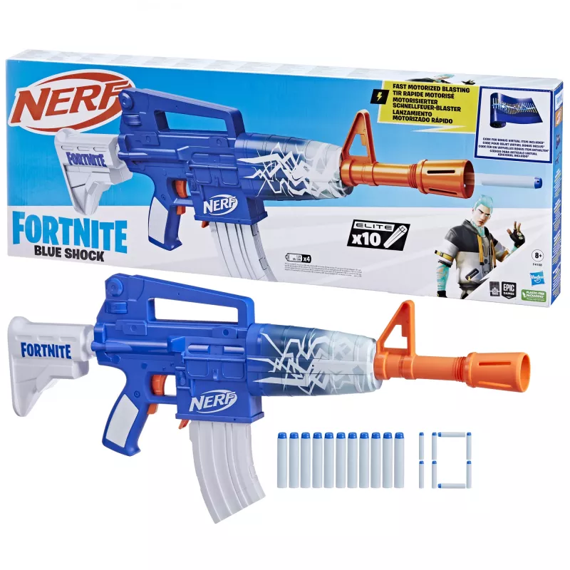 Nerf Fortnite Blue Shock žaislinis ginklų blasteris